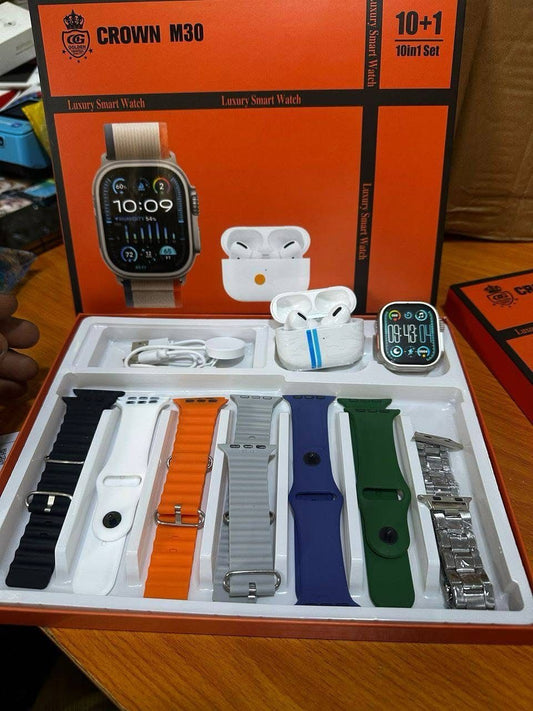 Crown M30 Smartwatch Bundle + AirBuds