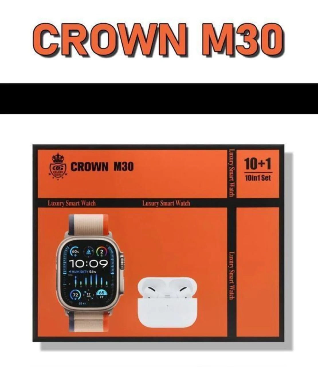 Crown M30 Smartwatch Bundle + AirBuds