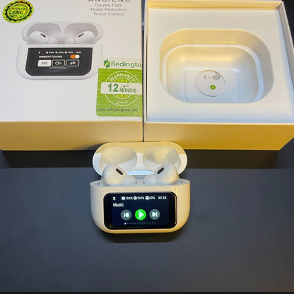 A9 Airbuds Pro – White | Noise Cancelling, HD Calling, Digital Display